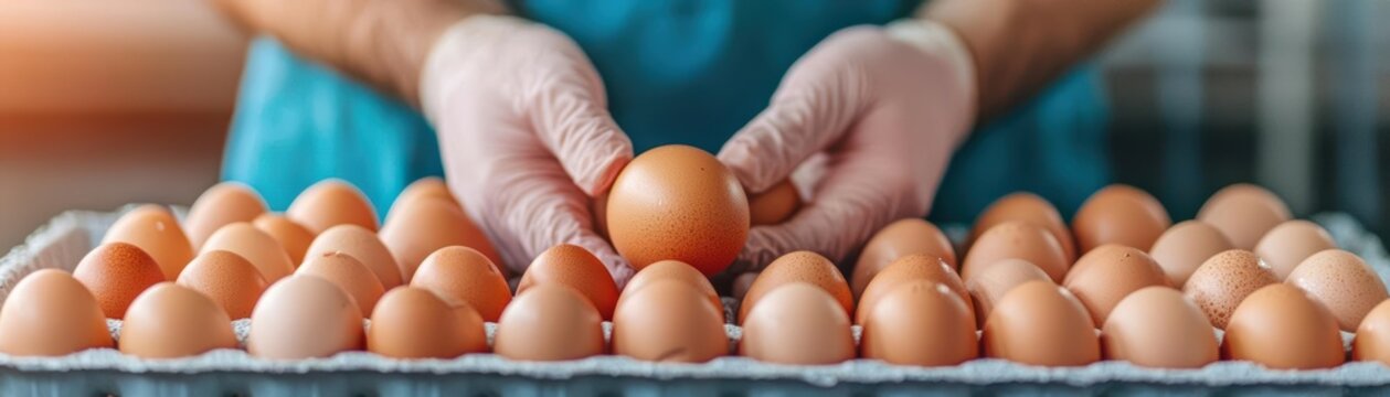Farmer checking egg incubation temperature in a smart-controlled hatchery, blending tradition with modern technology Poultry Farming, Egg Incubation, Smart Agriculture