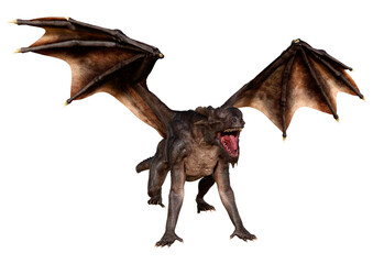3D Rendering Fairy Tale Dragon on White