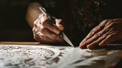 Obraz premium Intricate Paper Cutting Artistry in Action