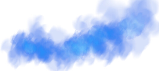 Fantastic blue smoke. Magic smoke. Smog cloud on podium or stage. Fog vapor over ground or water surface, magic haze. PNG.
