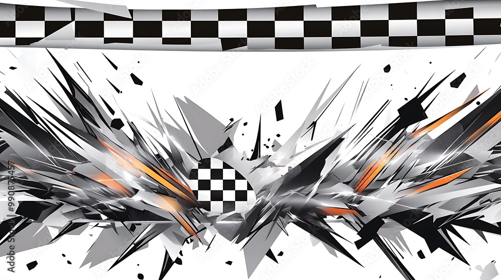 Poster Abstract checkered flag background with explosion effect.