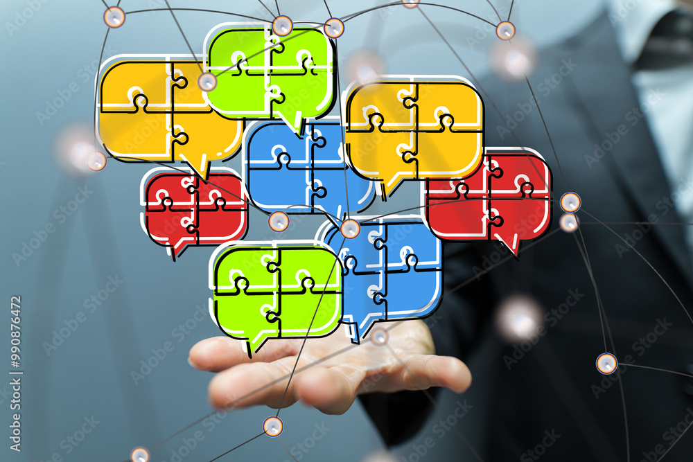 Poster conference digital network and data concept 3d