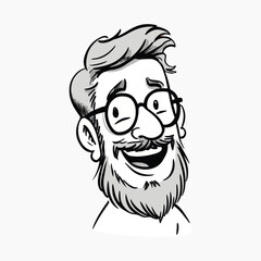 Cartoon bearded man smiling