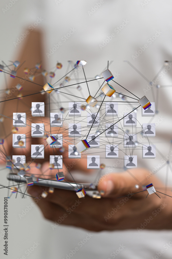 Poster organization chart team concept networking group