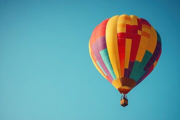Naklejka premium Colorful hot air balloons soaring in the clear blue sky during a vibrant festival