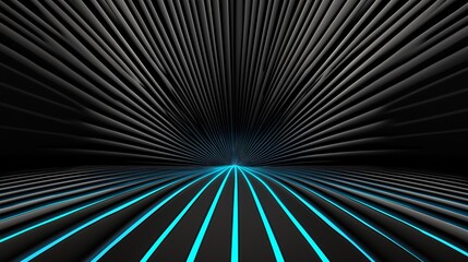 Obraz premium A minimalist black background with a single thin neon blue line cutting through the center