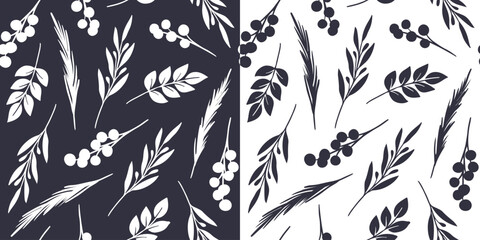 Two winter floral seamless patterns