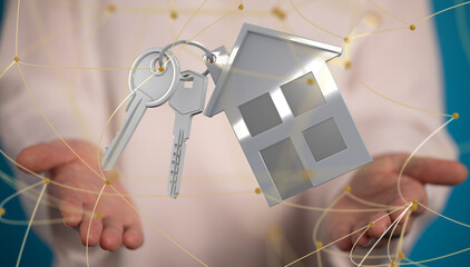 home choice Big data and artificial intelligence concept. Machine learning and cyber mind domination