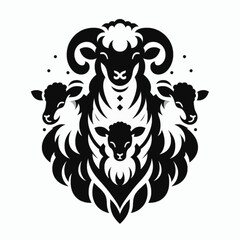 Obraz premium illustration of a sheep and three kids