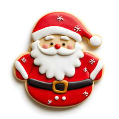 Fototapeta premium Holiday Christmas Santa Claus Cookie top view isolated on white
