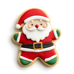 Fototapeta premium Holiday Christmas Santa Claus Cookie top view isolated on white