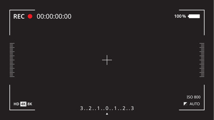 Fototapeta premium Video Camera Frame Viewfinder on Black Background 