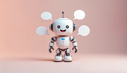 Fototapeta premium Cute AI chatbot concept with speech bubbles