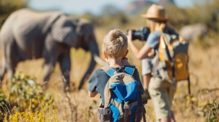 Fototapeta premium Family Adventure in Wildlife Safari Experience