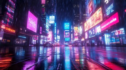 Foggy night with neon graffiti illuminating dark city rooftops picture