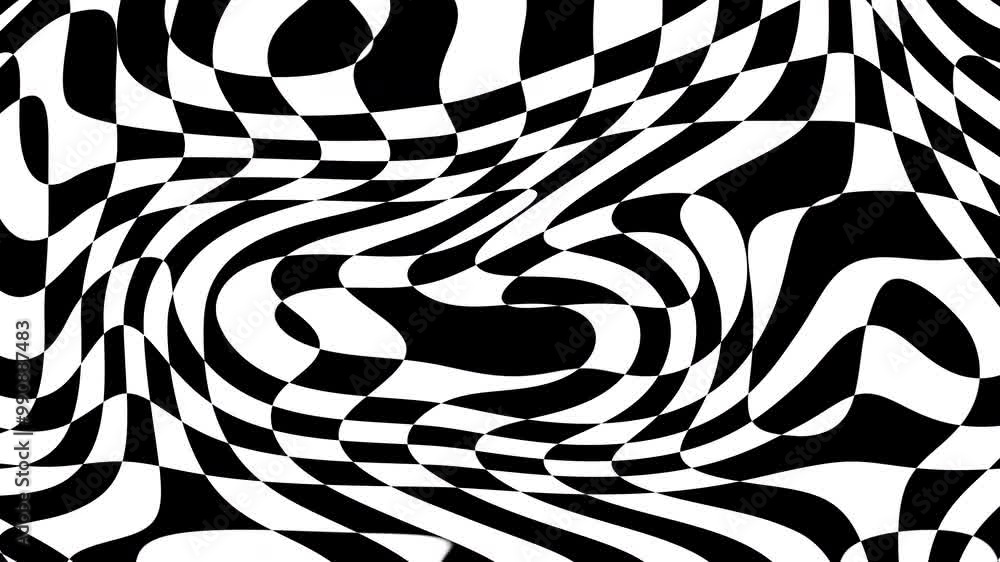 Poster Animated wavy line motion graphic background. Seamless looped Abstract motion graphic, Abstract moving topographic map lines. Moving wavy line striped