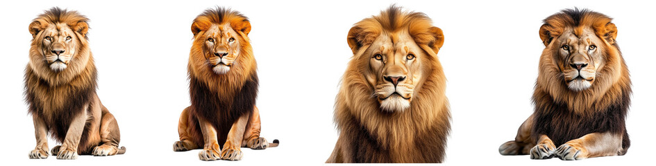 Fototapeta premium Stunning image of a majestic lion featuring a flowing mane, perfect for wildlife enthusiasts and design projects. Ideal for educational and creative use.