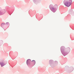 Watercolor heart frame background