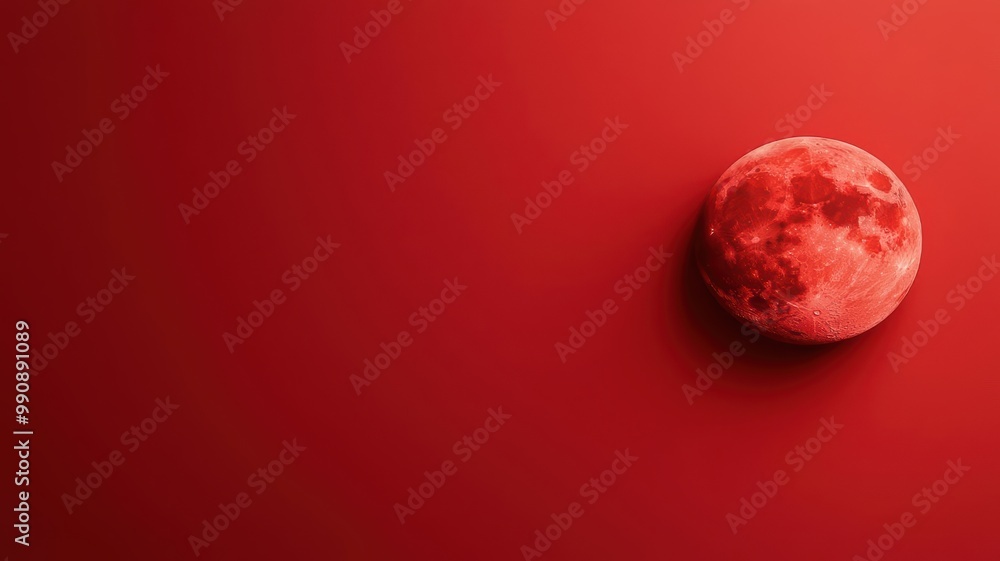 Poster a captivating red moon illuminated against a vibrant red background, creating a stunning visual cont