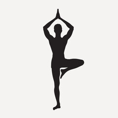 Silhouette yoga tree pose balance