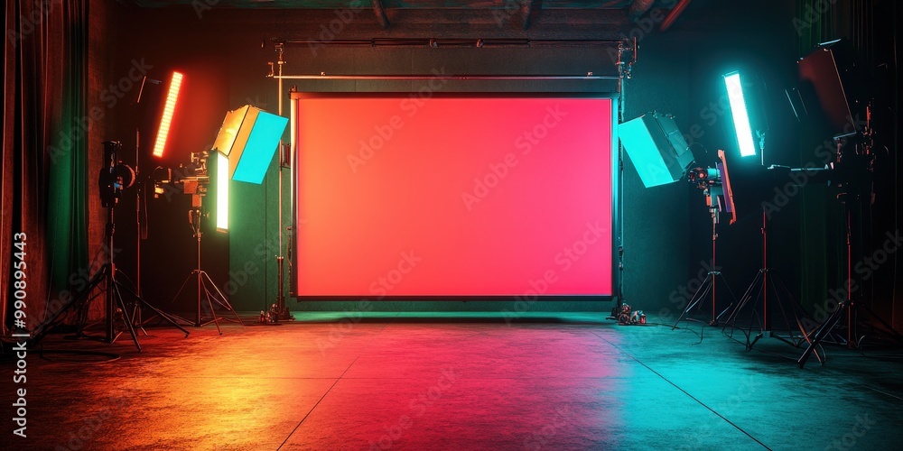 Poster virtual studio with large led screen setup