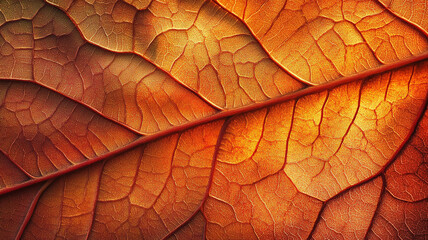 Obraz premium Close-up of the veins on an autumn leaf
