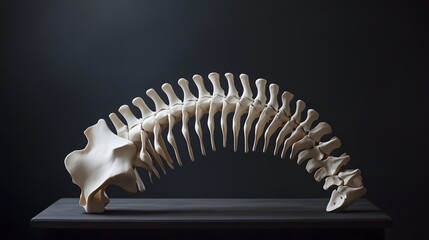 Arched Human Vertebrae on a Dark Surface