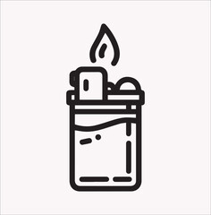 Fire lighter line Vector silhouette illustration icon on a white background