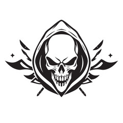 Fototapeta premium Skull in the hood. Vector illustration isolated on white background.