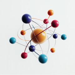 Obraz premium 3D, atom, infographic, abstract, line and shape, colorful, bright future, white background