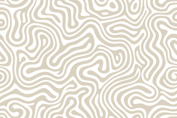A minimalist abstract pattern featuring wavy lines in beige and white.