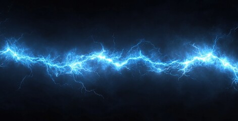 Stunning blue lightning bolt striking against a dark background in dramatic display