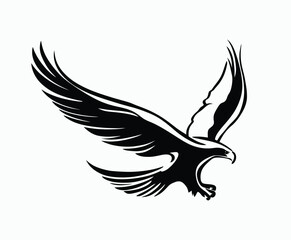 Obraz premium Golden eagle silhouette editable EPS vector isolated illustration template on a white background