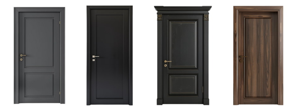 Modern Doors Set on Transparent Background