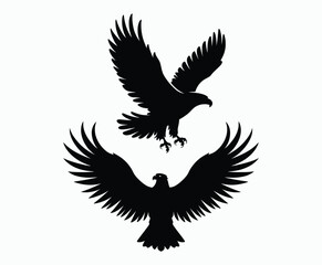 Obraz premium Golden eagle silhouette editable EPS vector isolated illustration template on a white background