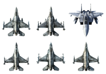 war plane jet set  isolated on transparent or white background	
