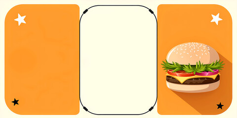 Orange template with a burger illustration