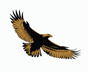 Golden eagle silhouette editable EPS vector isolated illustration template on a white background