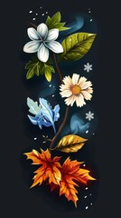 Obraz premium Four seasons frame in gradient style. Representative vector illustration set 