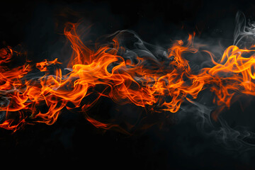 Fototapeta premium flames of fire on a black background