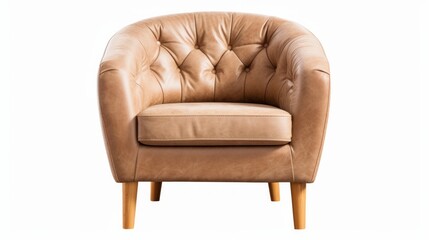 Light brown armchair on white isolated background. Neural network ai generated art