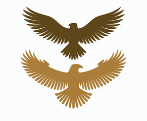 Obraz premium Golden eagle silhouette editable EPS vector isolated illustration template on a white background