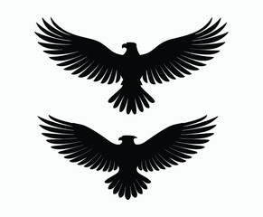 Naklejka premium Golden eagle silhouette editable EPS vector isolated illustration template on a white background