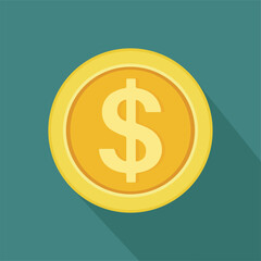 gold cent coin flat vector illustration