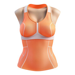 3D Orange Women Sports Top on Transparent Background