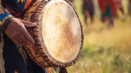 A close-up of a traditional drum used to signal the start of an Indigenous sports event