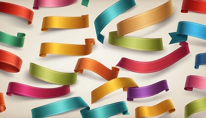 Obraz premium Set of Colorful Ribbons, Banners, badges, Labels - Design Elements on white background,award, badge, colors, curve, flag, folded, horizontal, insignia, label, medal, placard, usa, copy space, 
