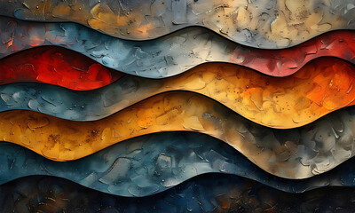 Retro Abstract Vintage Aesthetic Waves in Earthy Tones