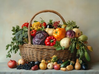 A basket of heritage vegetables, their natural beauty and imperfections emphasized in an elegant arrangement