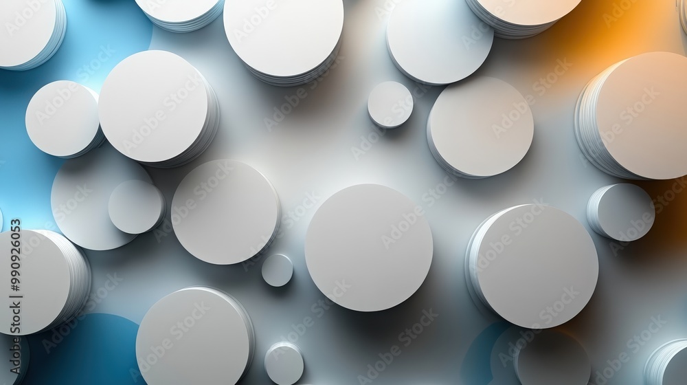 Poster abstract 3d circles on a soft background